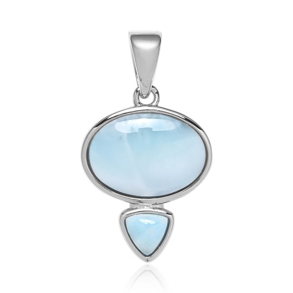 Cavill Larimar SilberanhäNger 4,15Ct Oval Rhodiniert Modern Blau Schmuck-image