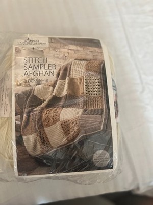 Annie s Stitch Sampler Crochet Afghan Yarn & Pattern White Blocks 16-18 Sealed