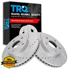 TRQ Front Brake Rotors G Coated Drilled Slotted for 01-05 Toyota RAV4