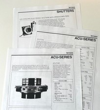 Ilex ACU Large Format Lenses Shutters Data Sheets