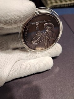 2oz Silver Round Coin Pancho Villa Aztec light purple tone Calendar 999 Silver