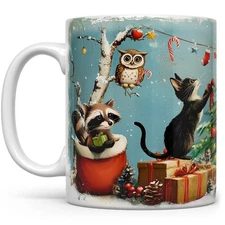 Festive Animals Holiday Mug 11oz 15oz, Christmas Coffee Cup, Holiday Gift