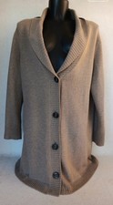 Damen Strickjacke YORN 100% Kaschmir - Beige Taupe Größe 46 IT, Maße auf Fotos 