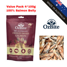 OzBite | 4*100g Freeze Dried Salmon Belly Dogs Cats Treat 100% AUS MADE