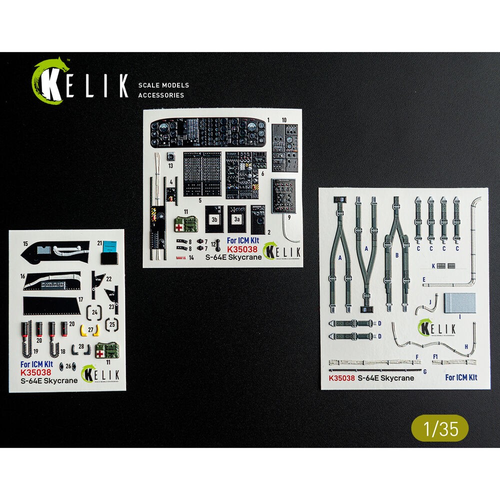 Kelik 35038 1:35 S-64E Skycrane Interior 3D Decals for ICM Kit - New