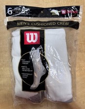 Vintage WILSON Premium Socks 6 Pairs Men  s Cushioned Crew Socks Size 6-12 USA