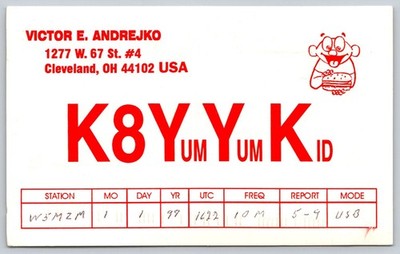 1999 K8YYK Cleveland OH QSL Postcard - Amateur Radio W5MZM Contact A390