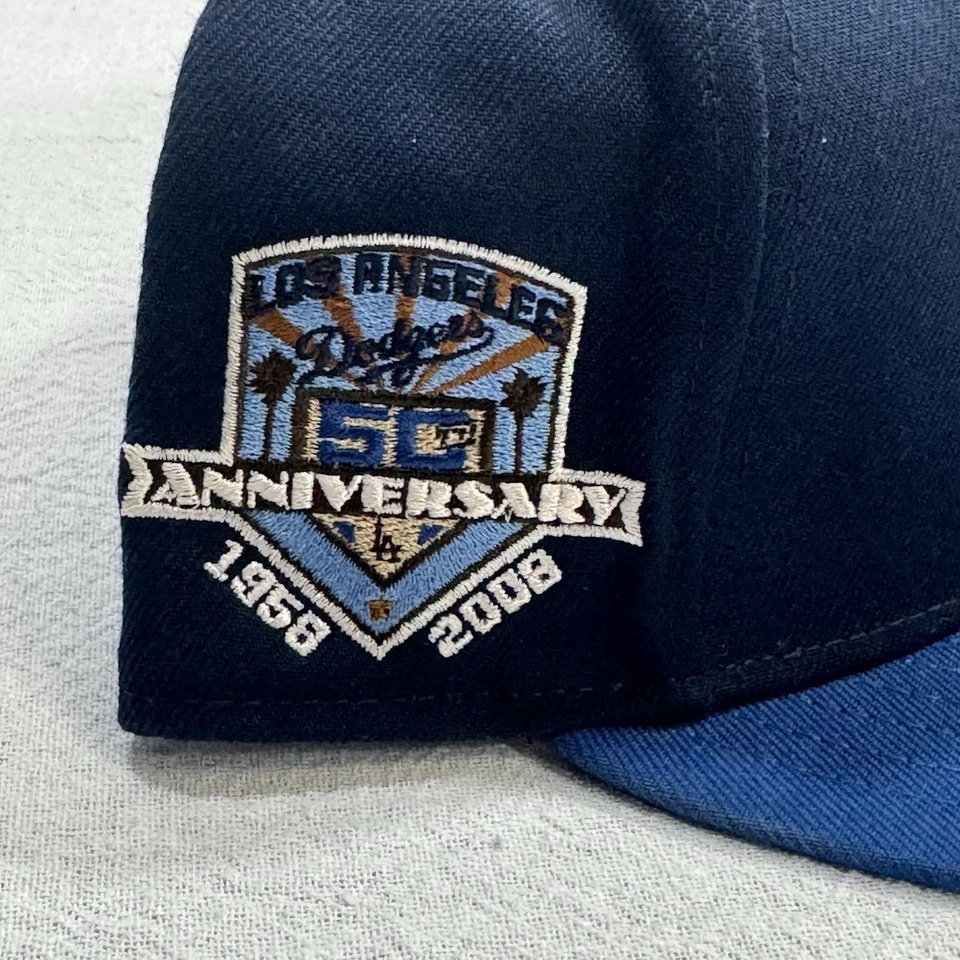 洛杉矶道奇队尺寸 7-3/4 50 周年纪念布贴 1958 - 2008 New Era 59Fifty — 第 4/4 张图片