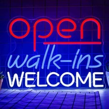 Open Walk ins Welcome Neon Sign Led Neon Light for Wall Decor Business Sign Bar