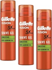 Gillette Fusion5 Ultra Sensitive Shaving Gel for Men 200ml Pack of 3 Soothes 16.47 per litre
