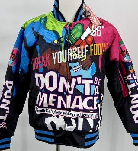 NEW Headgear Classics Don't Be a Menace Satin Varsity Bomber Jacket Medium $175 - product listing photo
