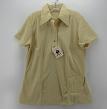VINTAGE King Louie Polo Shirt Women 38 Yellow Bowling 70s Leisure Large NWT 