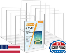 MaxGear Acrylic Sign Holder 8.5x11" 12-Pack, Double Sided Clear Table Menu Stand
