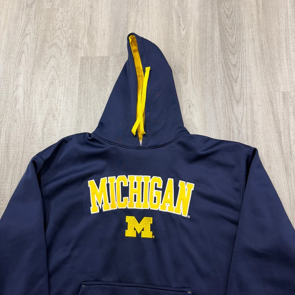 Majestic Michigan Wolverines Hoodie Men's Extra Large XL Blue Yellow Umich UofM - Image 2 of 4
