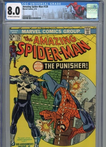 Amazing Spider-Man #129 CGC 8.0 Punisher 1st Appearance 1974 Marvel MCU