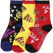 Five Nights At Freddy's Pizza Party Youth 3-Pair Crew Socks – Multicolor