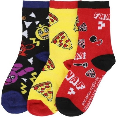 Five Nights At Freddy's Pizza Party Youth 3-Pair Crew Socks   Multicolor