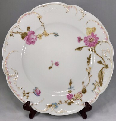 Haviland Limoges France Grand Depot E Bourgeois Gilt Pink Rose Cabinet Plate