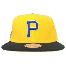Pittsburgh Pirates Mitchell  Ness MLB Snapback Hat Cap 3D Logo Yellow Black NWT