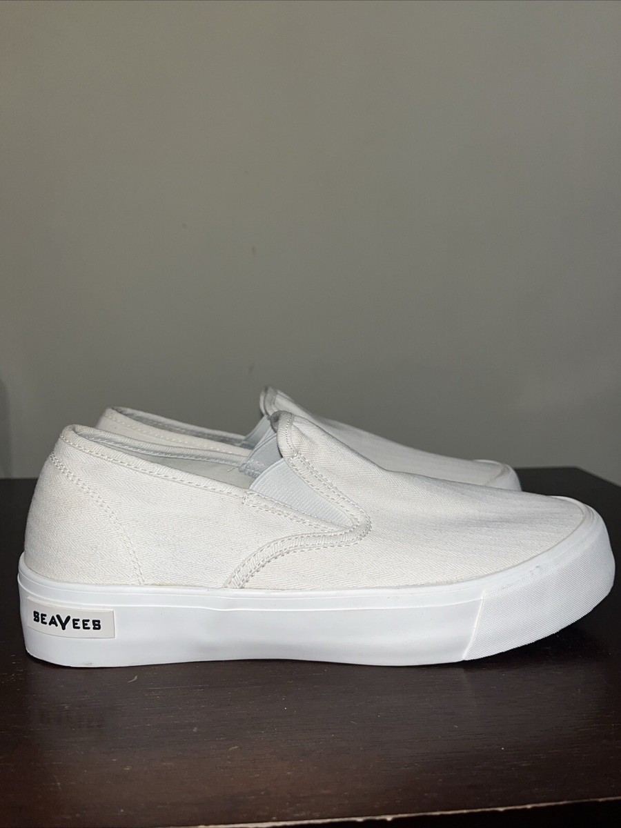 Seavees Women's Baja Slip On Platform Sneakers Sz White Cotton