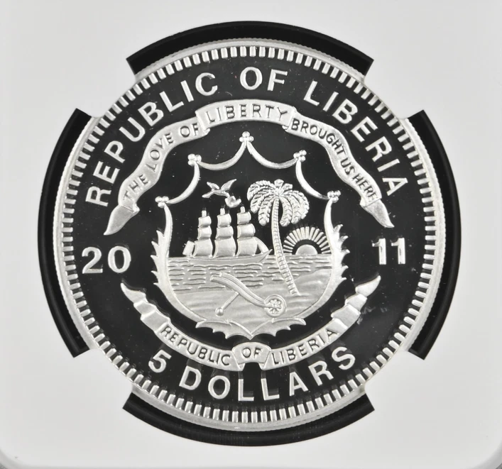 5 DOLLARS 2011 LIBERIA HISTORY OF RAILROADS TRANS EUROP EXPRES AG PROOF NGC PF70 - Image 4 of 4