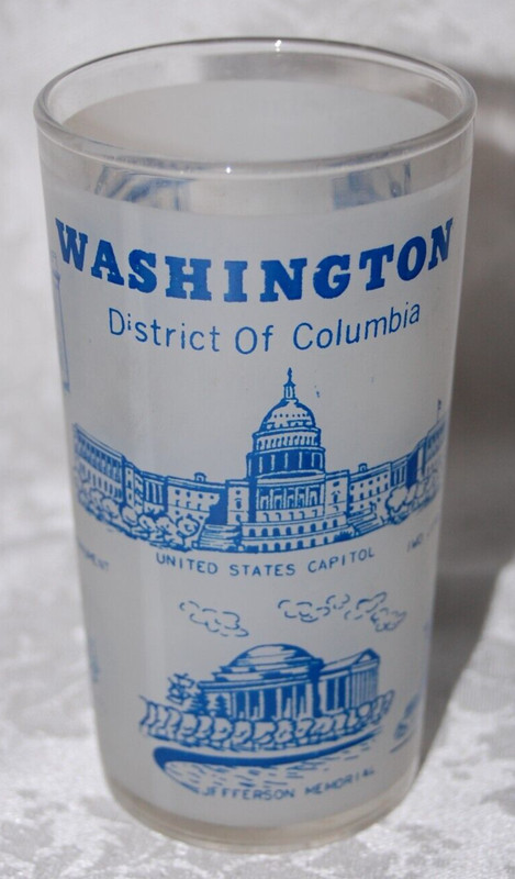Souvenir Hazel Atlas Frosted Glass Showing Points of Interest in Washington DC