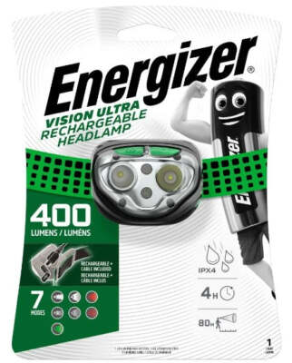 S14672 Energizer LED Vision Ultra wiederaufladbare Stirnlampe - 400 Lumen