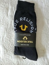 NEW TRUE RELIGION HORSESHOE Black Crew Socks Men's Shoe Size 6-12 