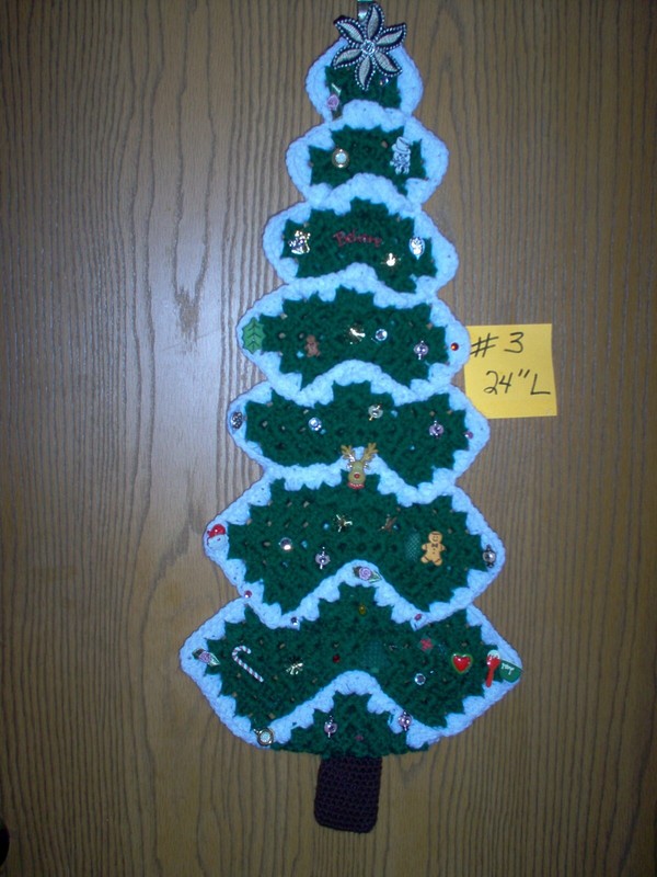 Handcrafted/crochet Christmas tree with decorations. wall/door   #3