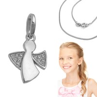 Baby Kinder Zirkonia Engel AnhäNger Taufe Kommunion Mit Kette Echt Silber 925