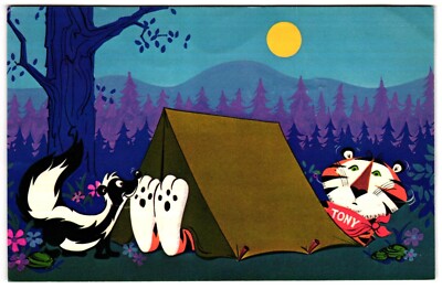 Kellogg's Tony the Tiger Message from Camp Advertising Skunk c1970s Postcard