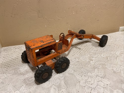 Livellatrice stradale Structo Toys vintage anni '50 acciaio pressato arancione - ricambi/restauro - Foto 2 di 6