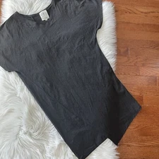 Anagram Dark Gray Viscose Asymmetrical Short Sleeve Dress Size Small 