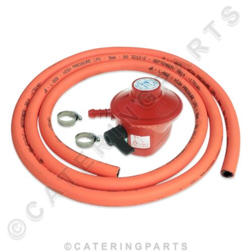 PROPANE 27mm CLIP-ON REGULATOR 2m HOSE & CLIPS CALOR PATIO GAS BOTTLE CYLINDER - Picture 1 of 5