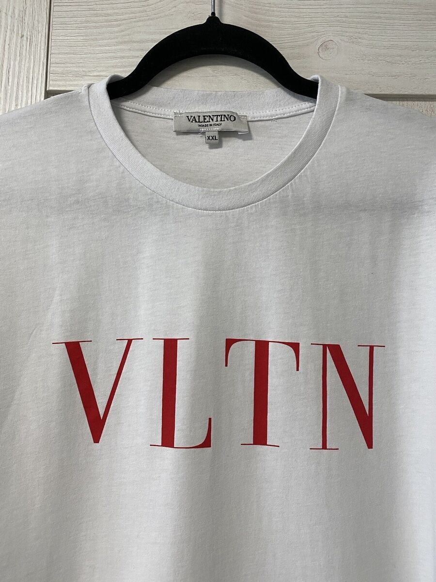 VALENTINO MENS VLTN RED LOGO T-SHIRT VINTAGE OVERSIZED WHITE VALENTINO MENS VLTN RED LOGO T-SHIRT VINTAGE OVERSIZED WHITE