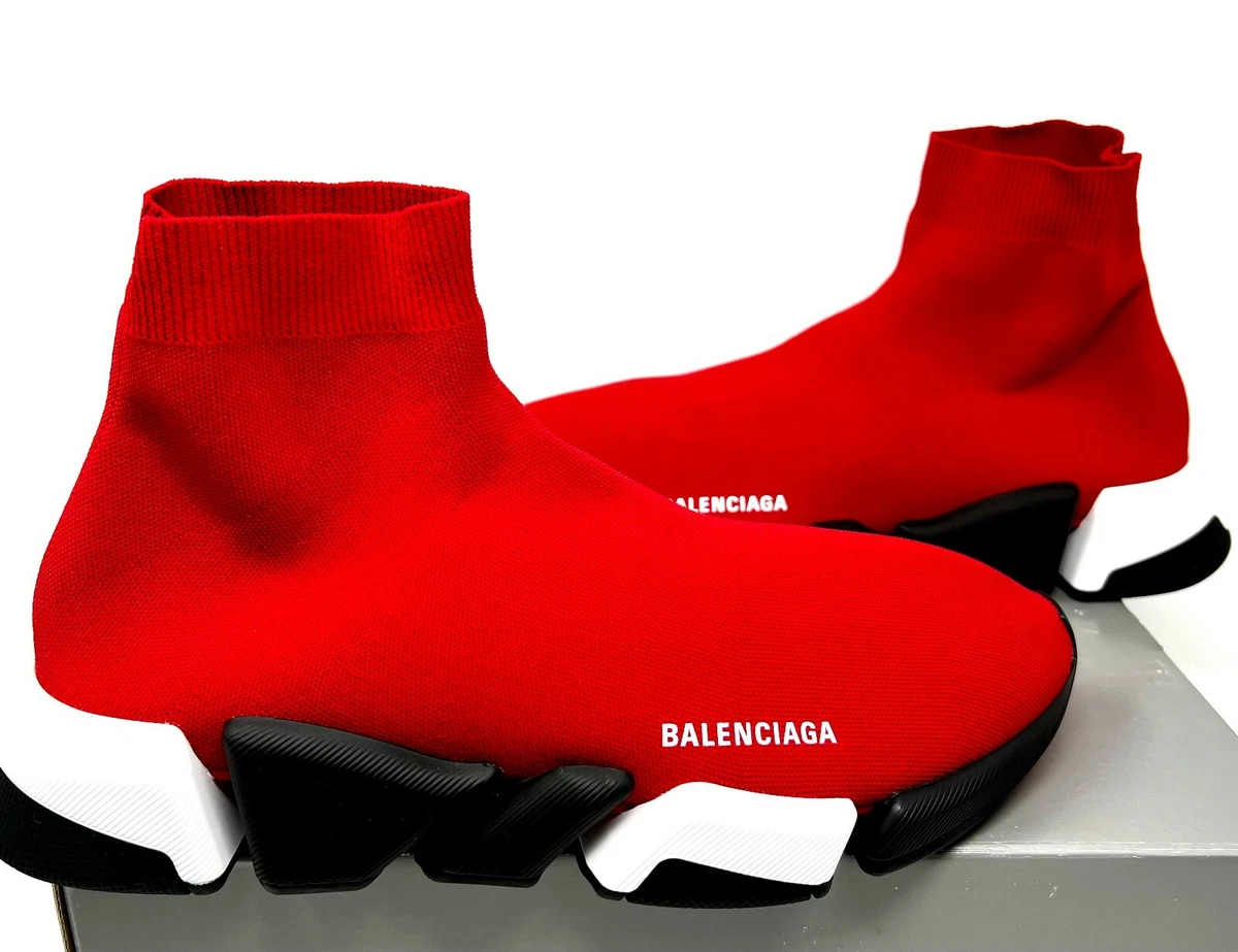 Balenciaga, Shoes, Balenciaga Speedy Sneakers Whitegreyblackred