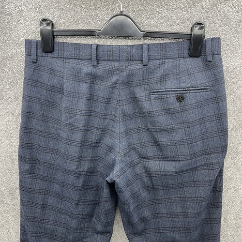 Racing Green Suit Mens UK 40 L Blue Check Wool Tailored Fit 2 Button 2 Piece - Picture 19 of 24