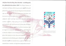 Germany 1991 Klappkarte Lilienthal'91 Aviation FDC card Mi Block 24 Sc B713 ETB