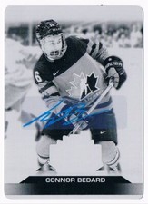 2022-23 UPPER DECK TEAM CANADA BLACK PRINTING PLATE 1/1 AUTO CONNOR BEDARD #78