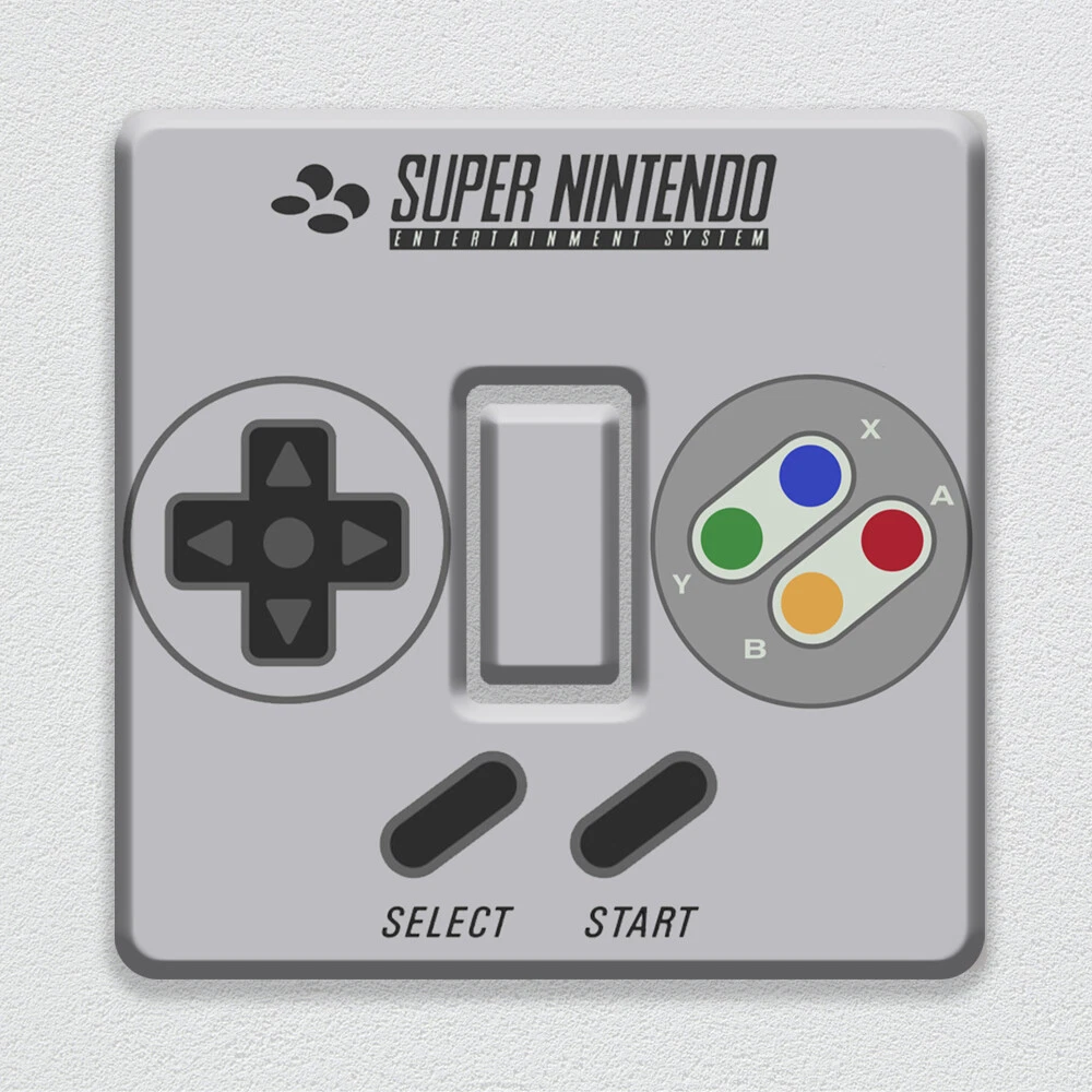 Super Nintendo SNES Controller Buttons UK Light Switch Vinyl Sticker Game Room