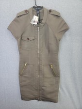 PINK TARTAN size 2 olive safari zip dress NWT