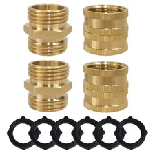 Hourleey Garden Hose Adapter, 3/4 Inch Solid Brass Hose Connectors Adapters (2 S