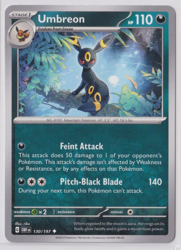 Pokemon Scarlet and Violet Obsidian Flames 130/197 Umbreon