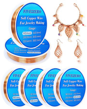 Copper Wire Kit 6 Sizes Pure Dead Soft Bare Gauge Assortment Craft Jewelry