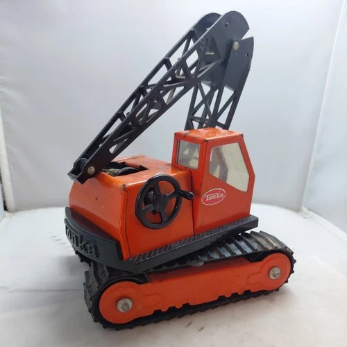 Vintage 70’s Tonka Rare Highway Orange  Crane crawler missing Hook