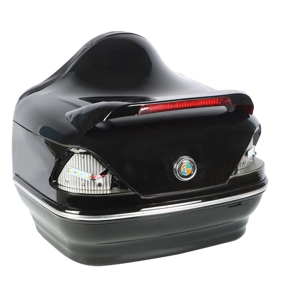 Universal Motorcycle Trunk Luggage Tail Box Pack W/ Tail Light Tour Pack Black - Image 4 of 4