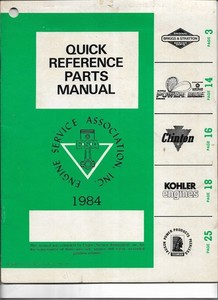 Quick Reference Parts Manual Tecumseh, Kohler, Clinton, Briggs & Stratton