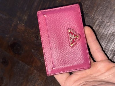 PRADA Pink Saffiano Leather Logo Card Holder | eBay