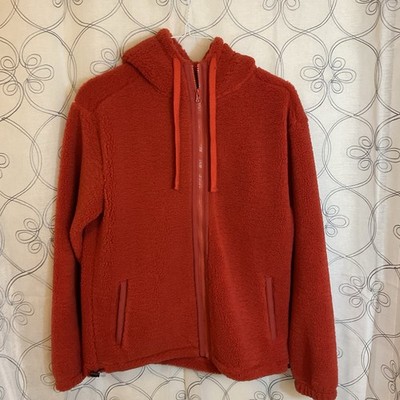 NWT Original Use Fleece Zip Hoodie, Teddy Bear Style Orange Berry Size Large