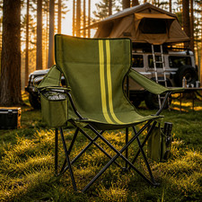 Camping Chair Heavy Duty 350 lbs Folding Chair with Cooler Bag Padded Lawn Beach